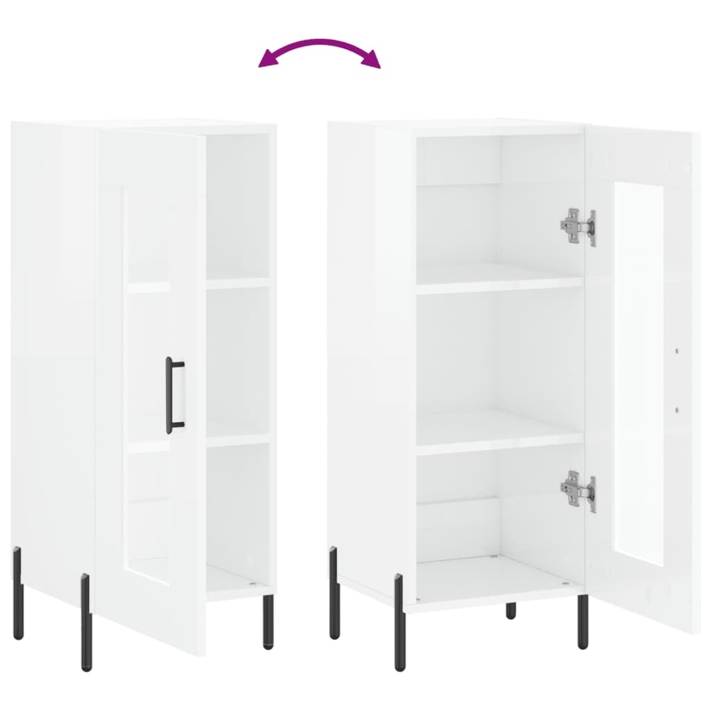 Sideboard High Gloss White 34.5x34x90 cm Engineered Wood