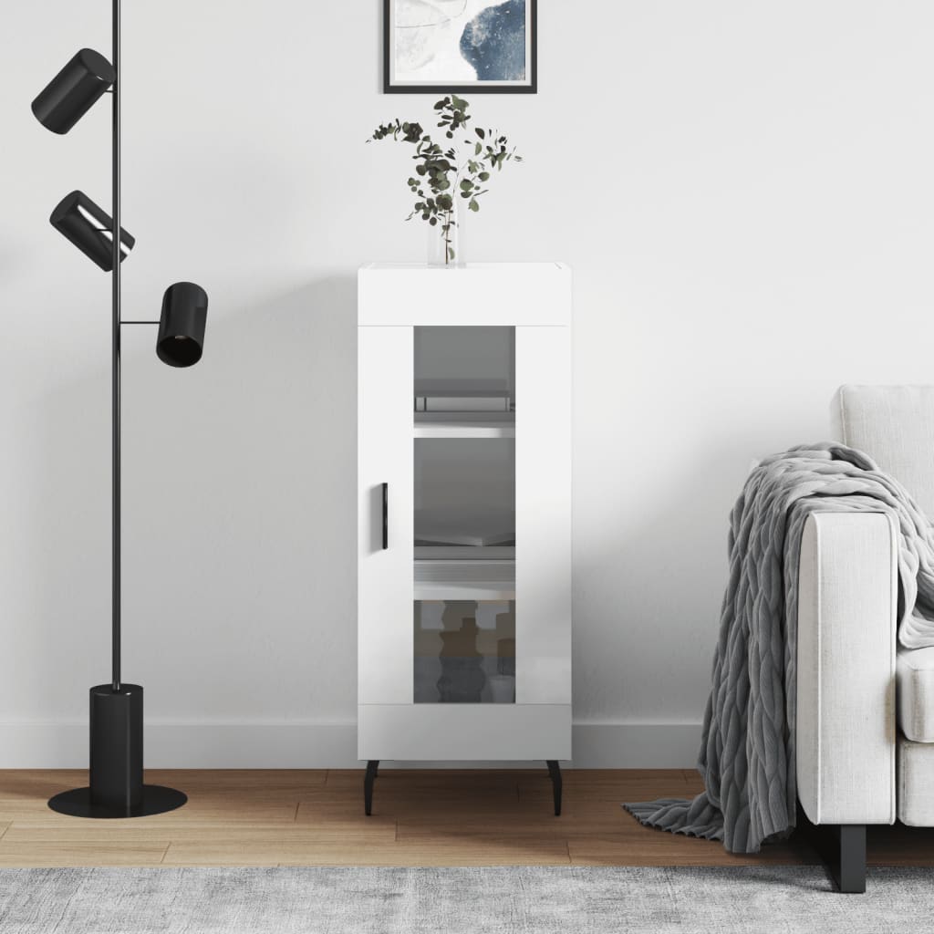 Sideboard High Gloss White 34.5x34x90 cm Engineered Wood