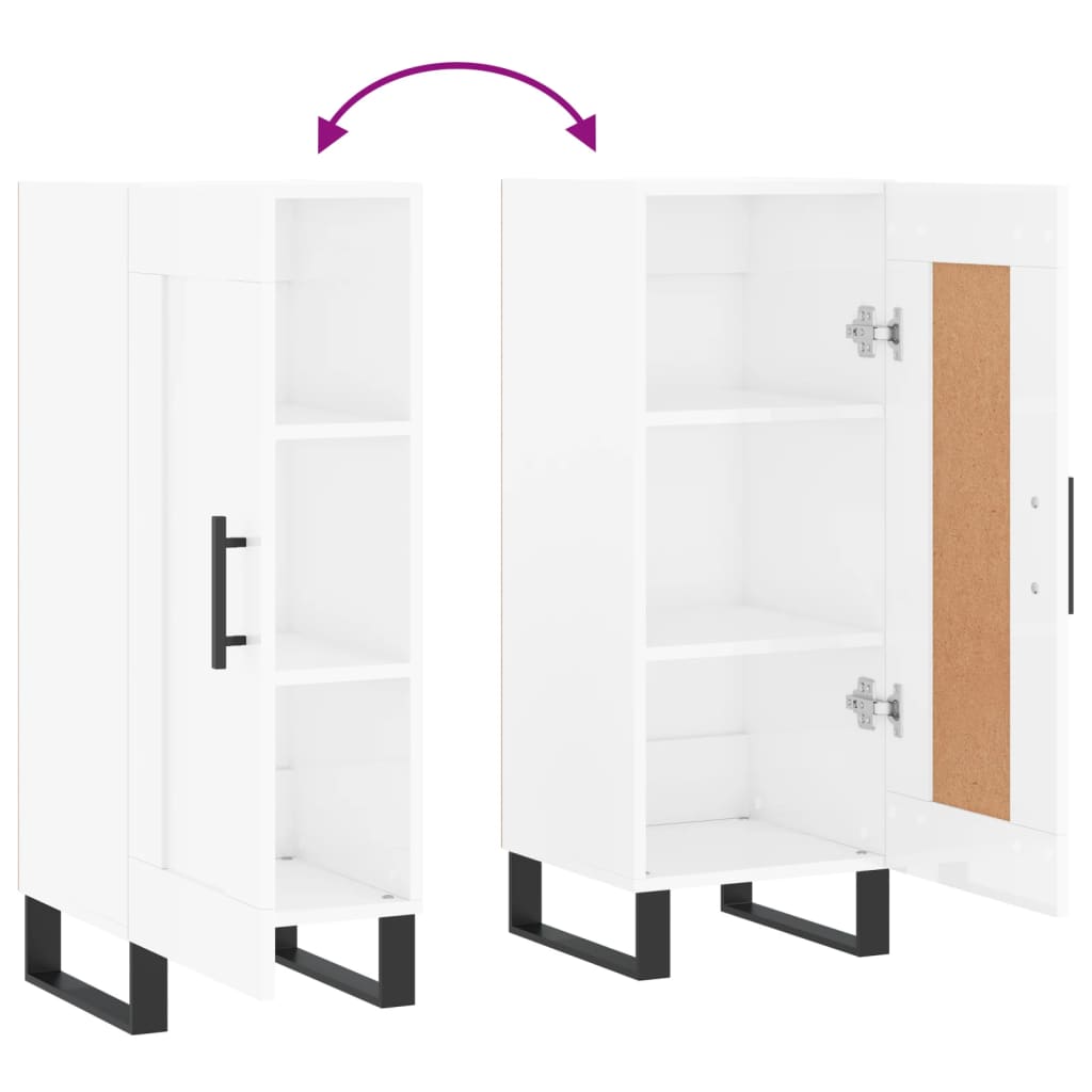 Sideboard High Gloss White 34.5x34x90 cm Engineered Wood