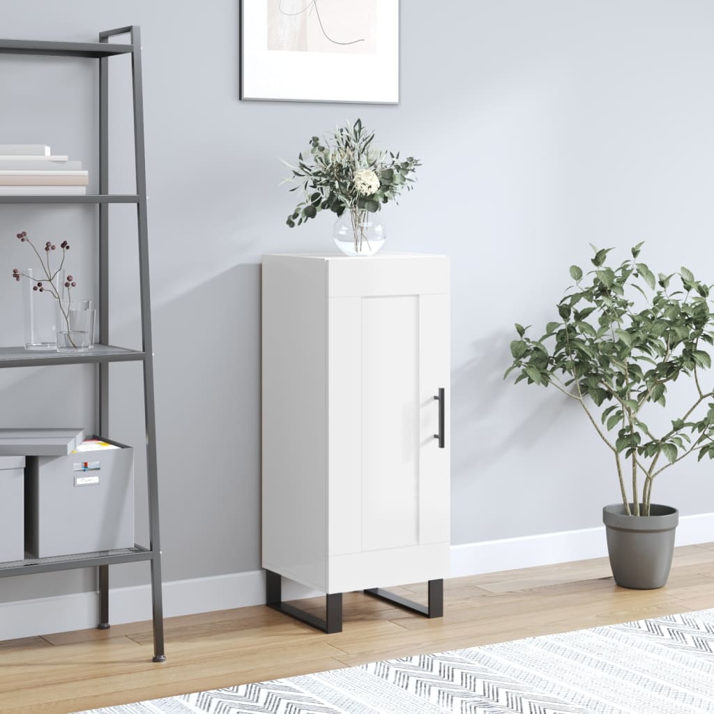 Sideboard High Gloss White 34.5x34x90 cm Engineered Wood
