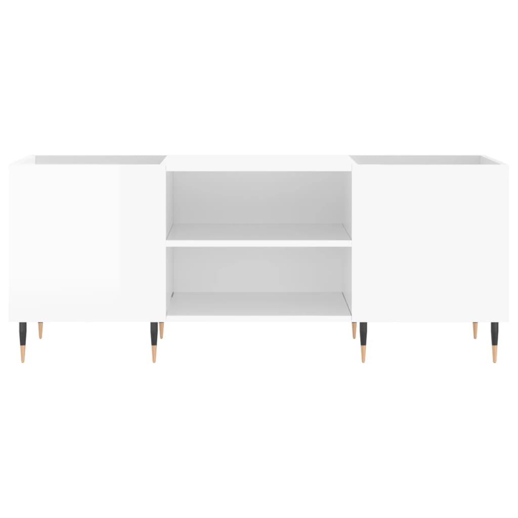 Record Cabinet High Gloss White 121x38x48 cm Engineered Wood