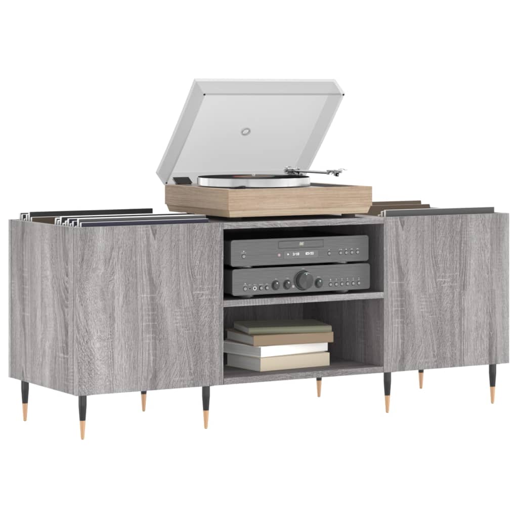 Record Cabinet Grey Sonoma 121x38x48 cm Engineered Wood