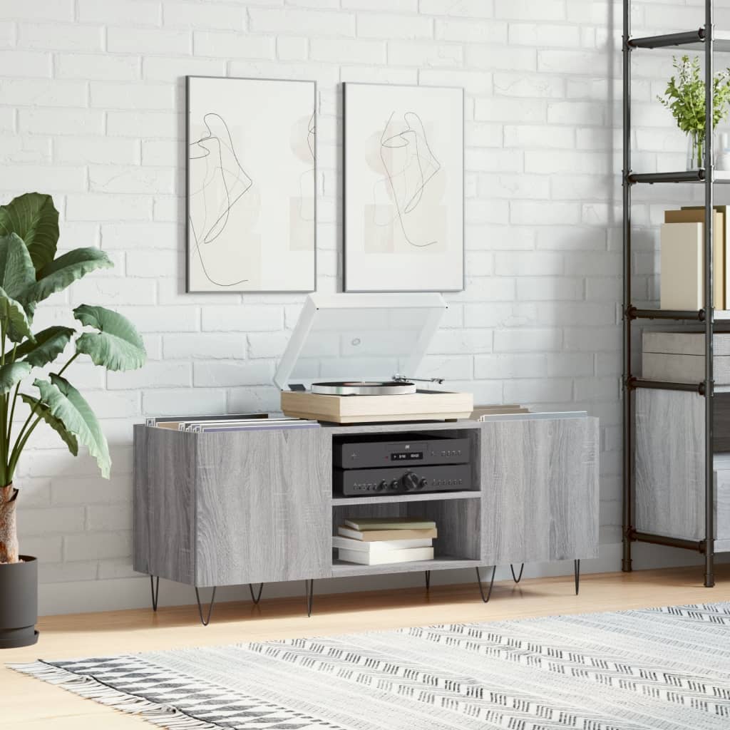 Record Cabinet Grey Sonoma 121x38x48 cm Engineered Wood