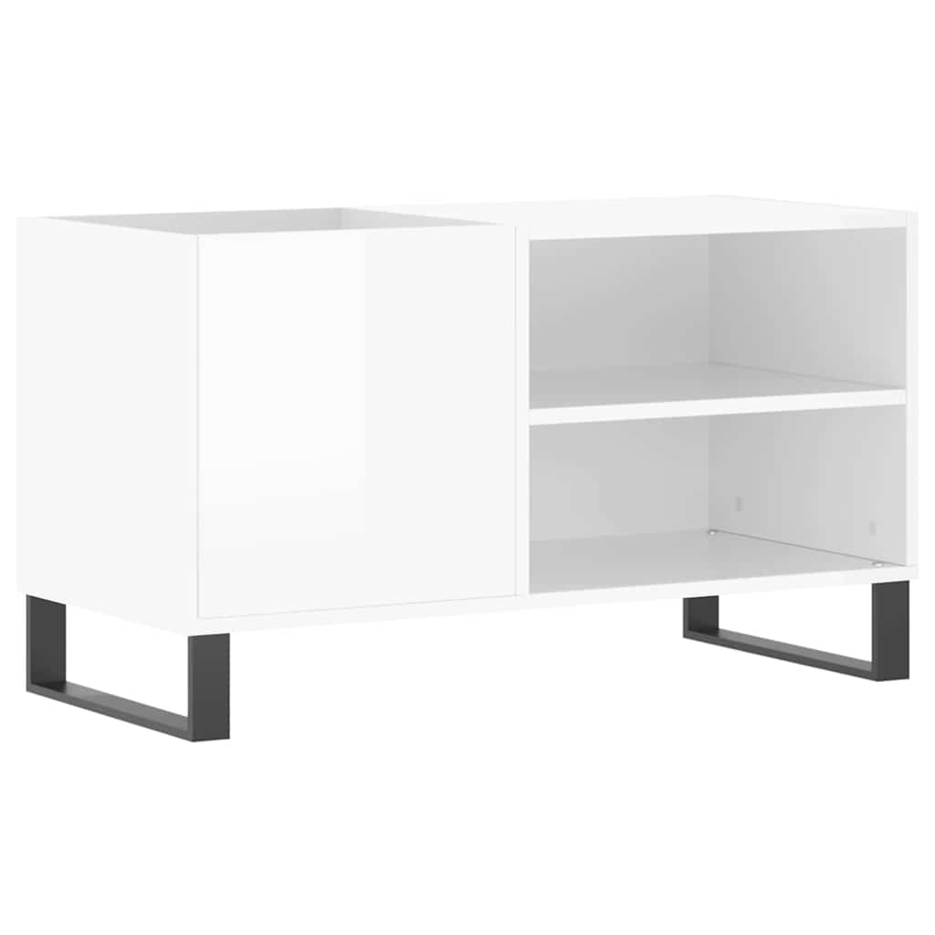 Record Cabinet High Gloss White 85x38x48 cm Engineered Wood