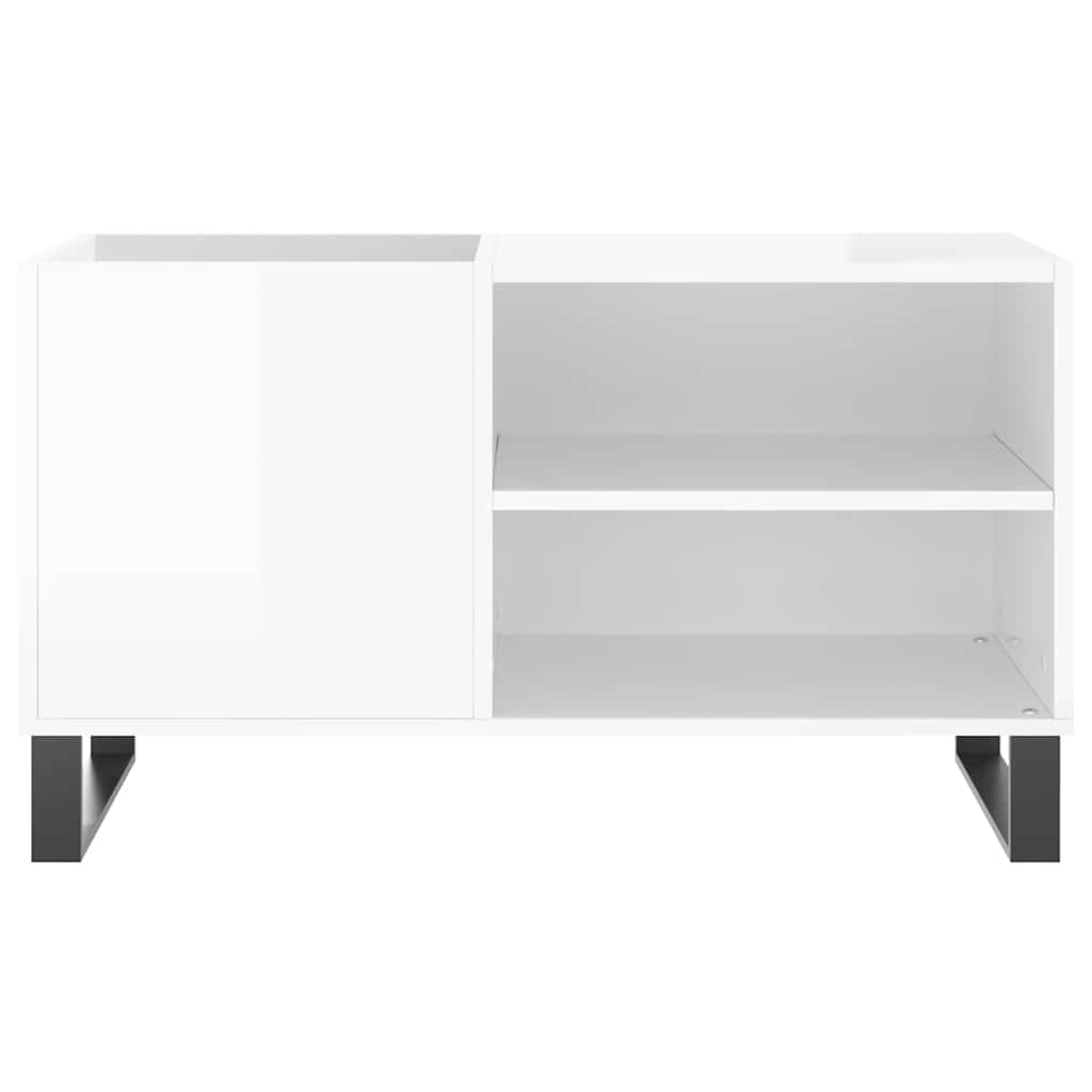 Record Cabinet High Gloss White 85x38x48 cm Engineered Wood