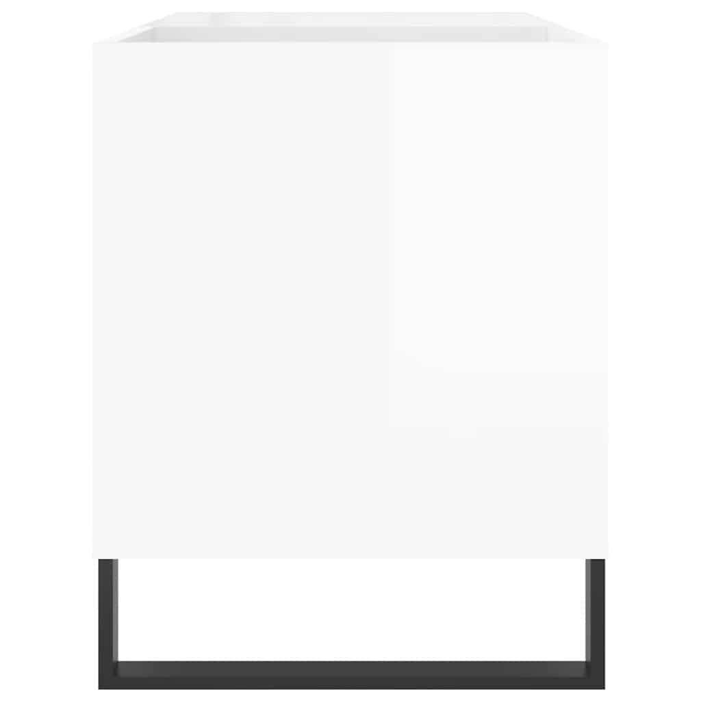 Record Cabinet High Gloss White 85x38x48 cm Engineered Wood