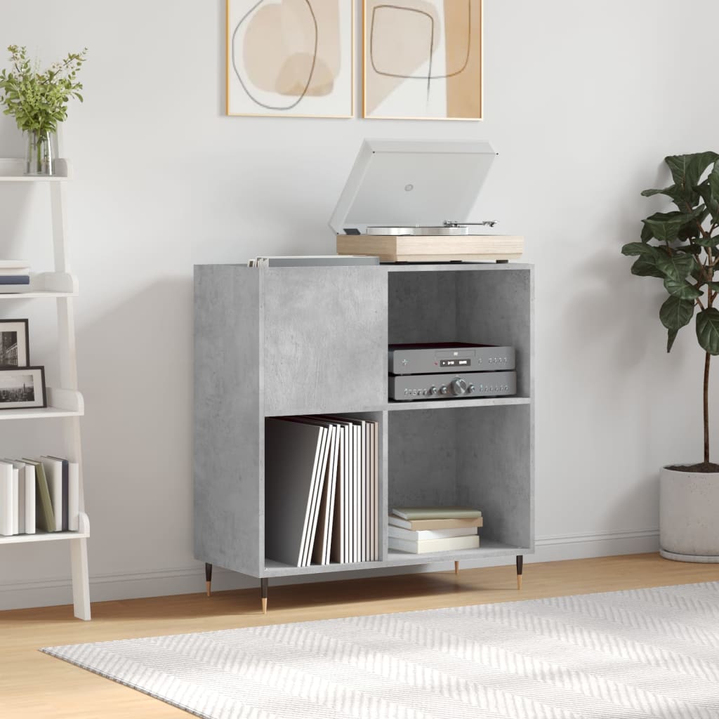 Record Cabinet Concrete Grey 84.5x38x89 cm Engineered Wood