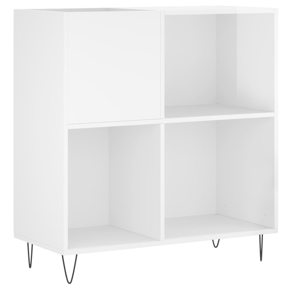 Record Cabinet High Gloss White 84.5x38x89 cm Engineered Wood