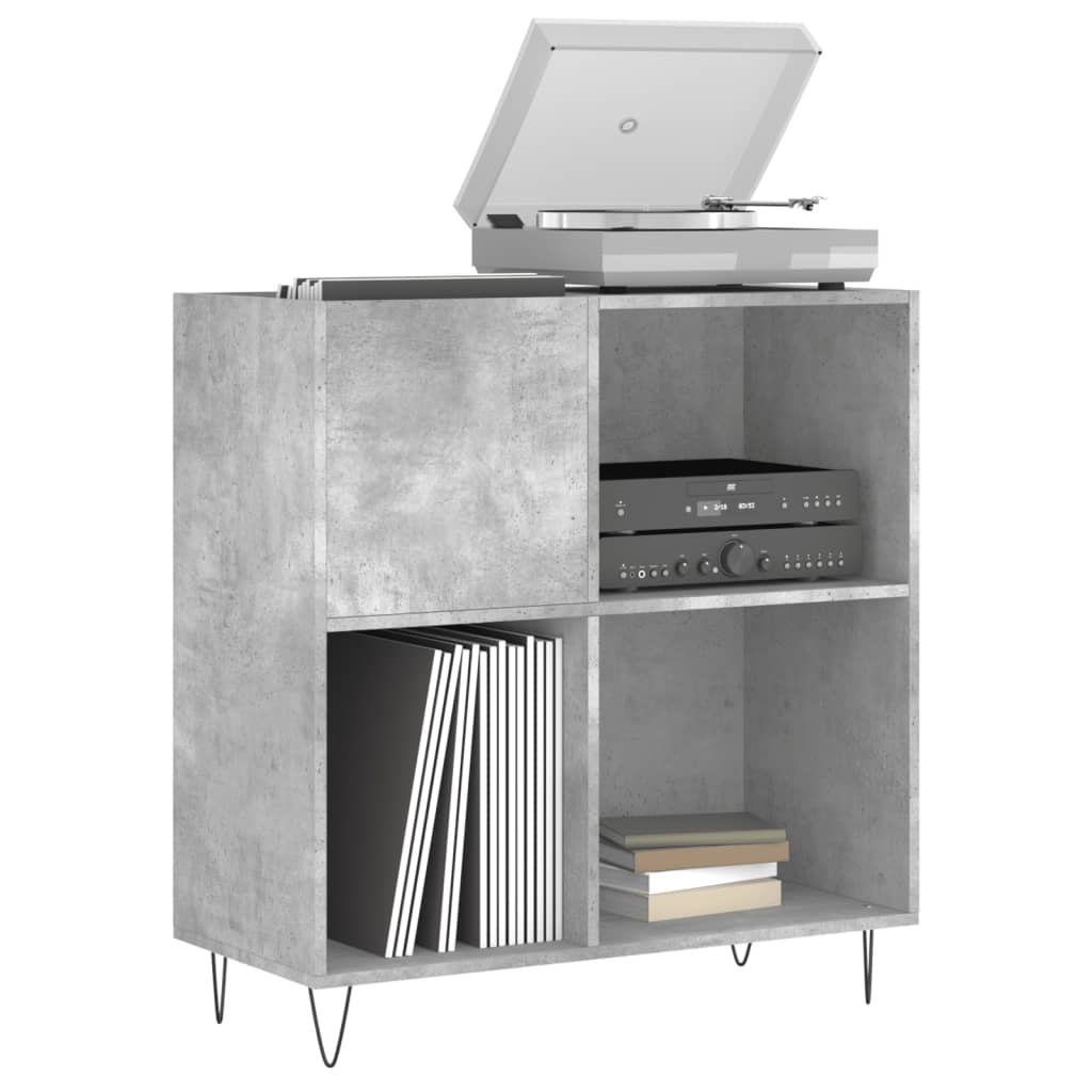 Record Cabinet Concrete Grey 84.5x38x89 cm Engineered Wood