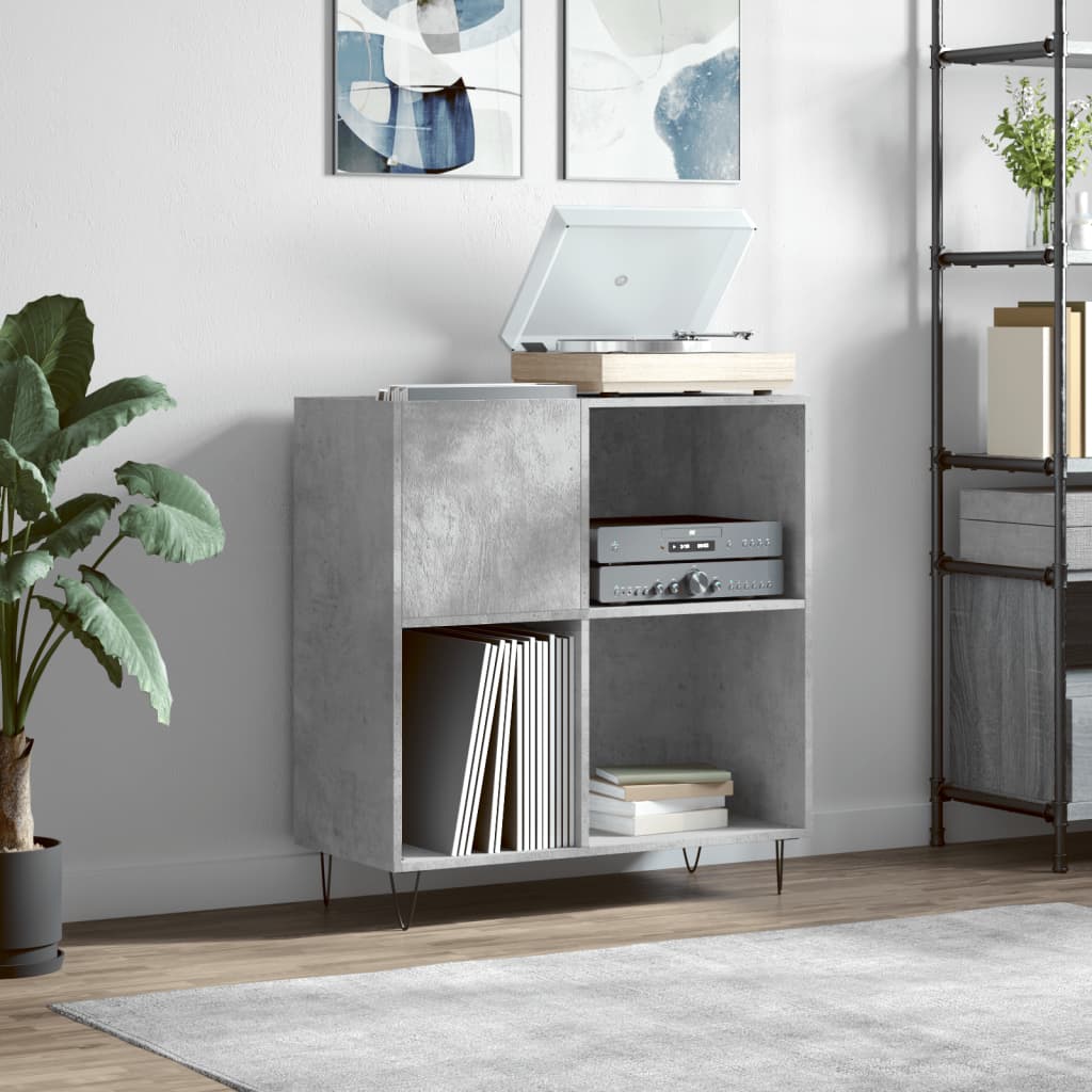Record Cabinet Concrete Grey 84.5x38x89 cm Engineered Wood