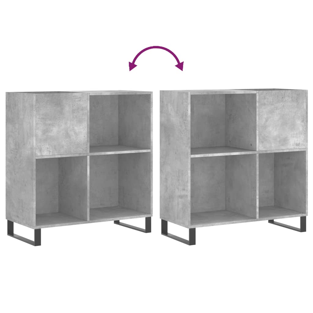 Record Cabinet Concrete Grey 84.5x38x89 cm Engineered Wood