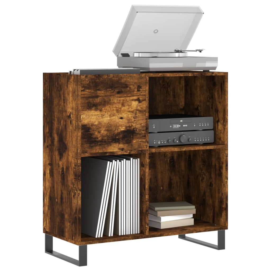Record Cabinet Smoked Oak 84.5x38x89 cm Engineered Wood
