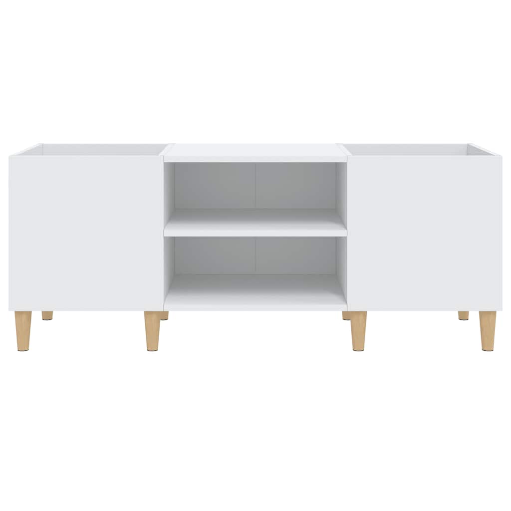 Record Cabinet White 121x38x48 cm Engineered Wood