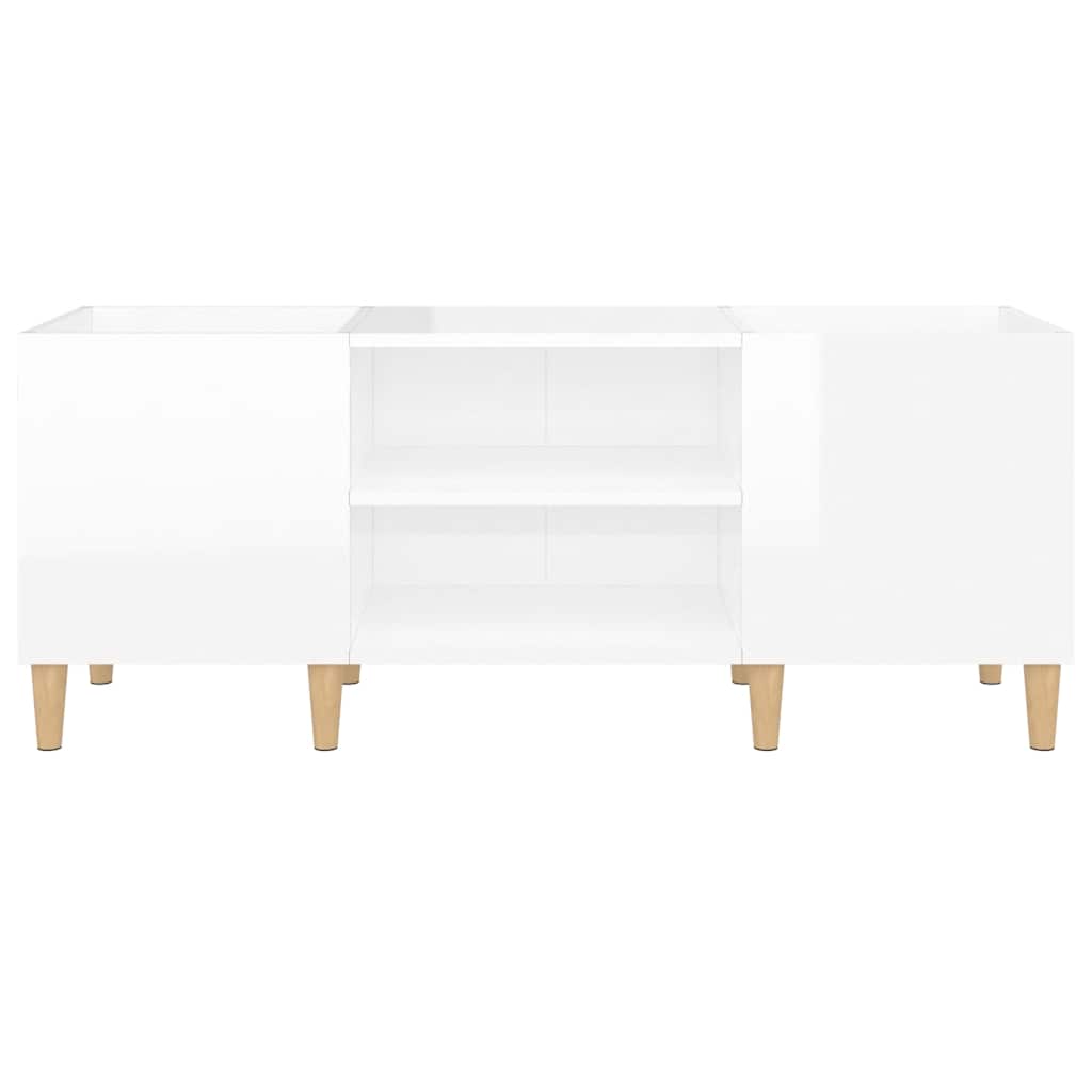 Record Cabinet High Gloss White 121x38x48 cm Engineered Wood