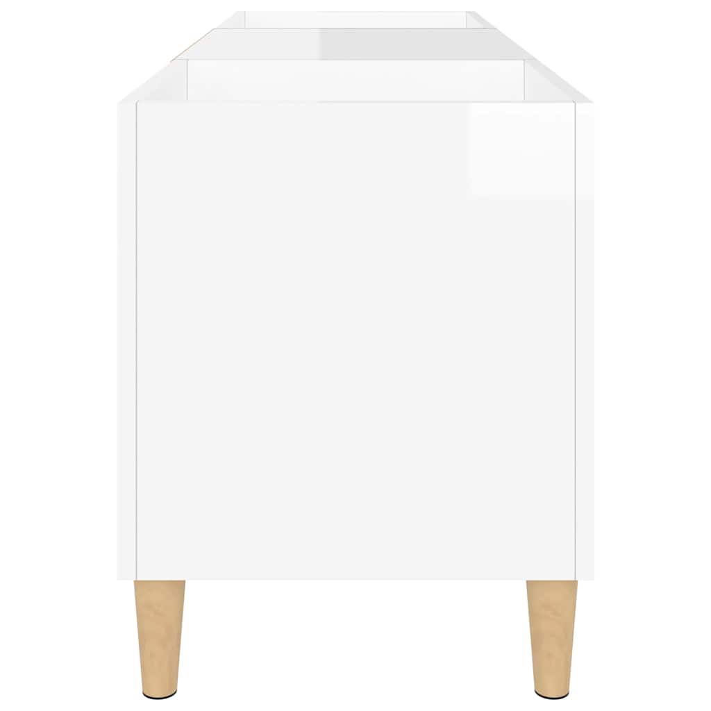 Record Cabinet High Gloss White 121x38x48 cm Engineered Wood