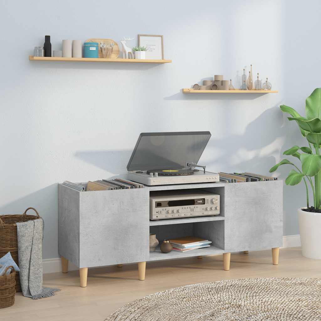 Record Cabinet Concrete Grey 121x38x48 cm Engineered Wood