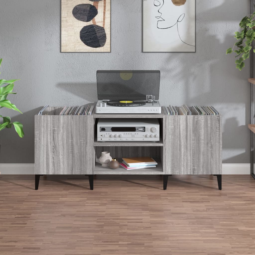 Record Cabinet Grey Sonoma 121x38x48 cm Engineered Wood