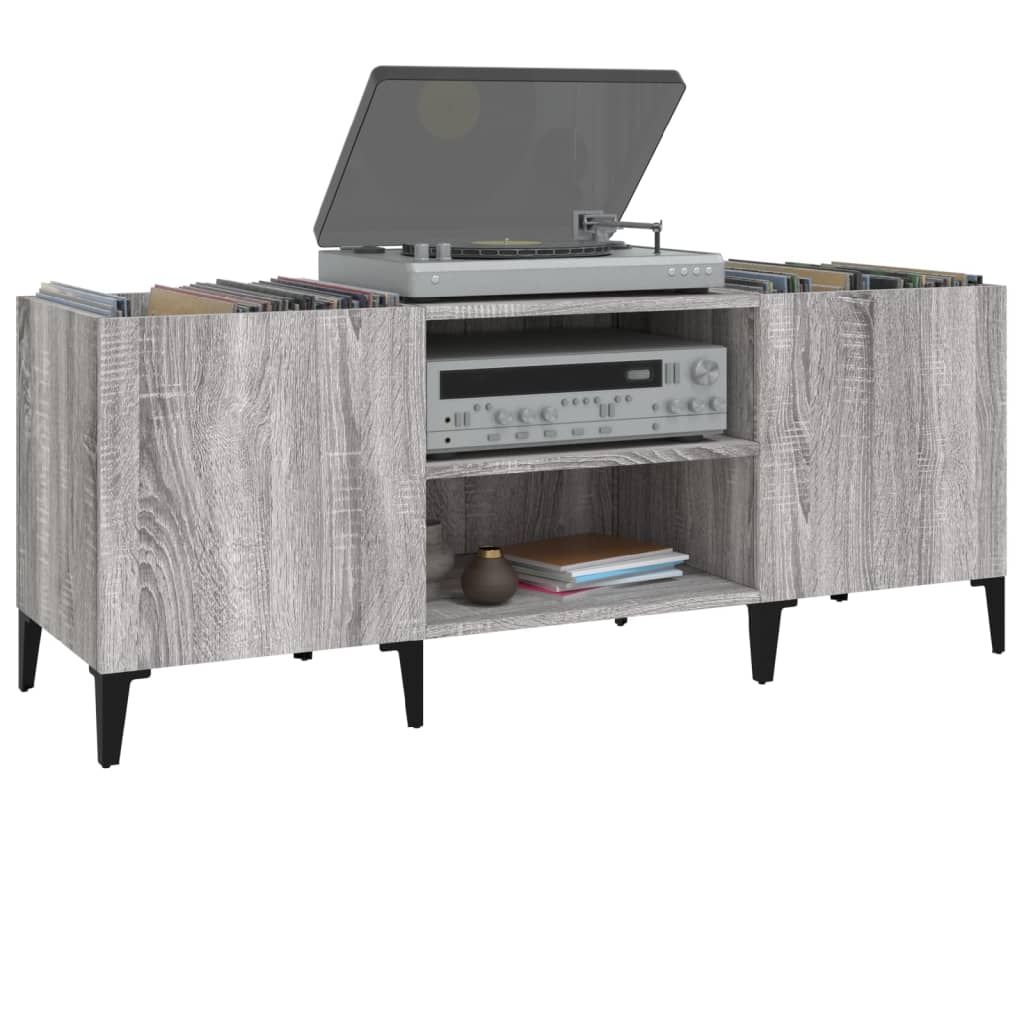 Record Cabinet Grey Sonoma 121x38x48 cm Engineered Wood