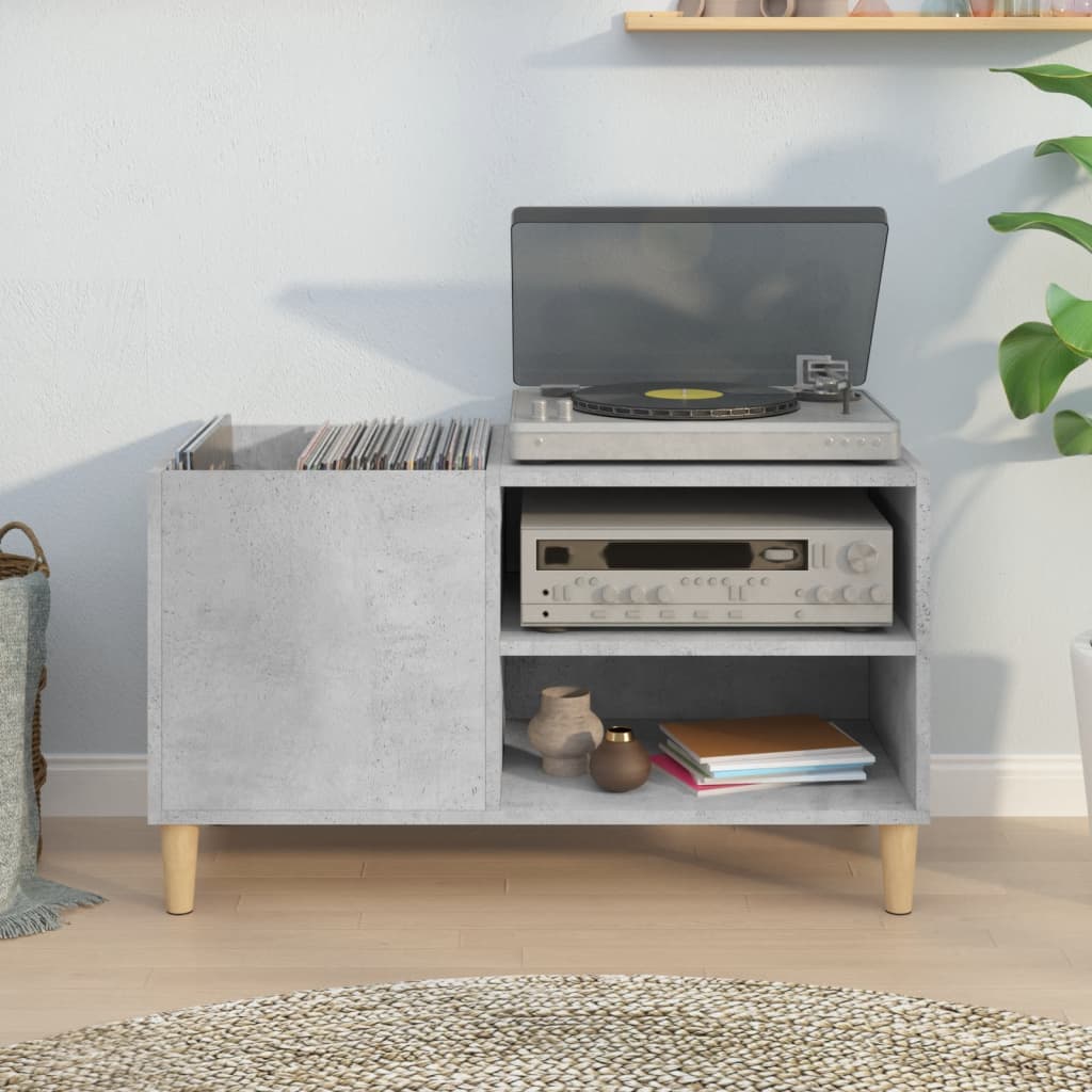 Record Cabinet Concrete Grey 84.5x38x48 cm Engineered Wood