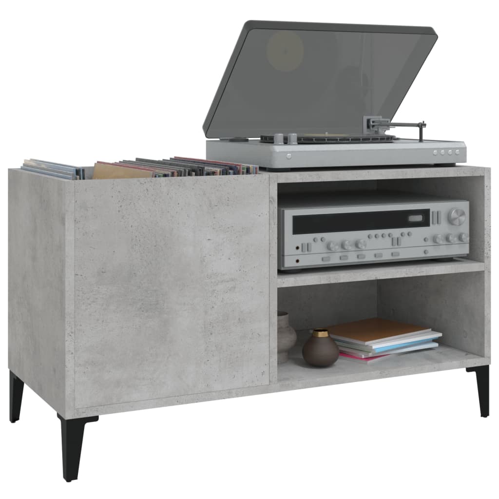 Record Cabinet Concrete Grey 84.5x38x48 cm Engineered Wood