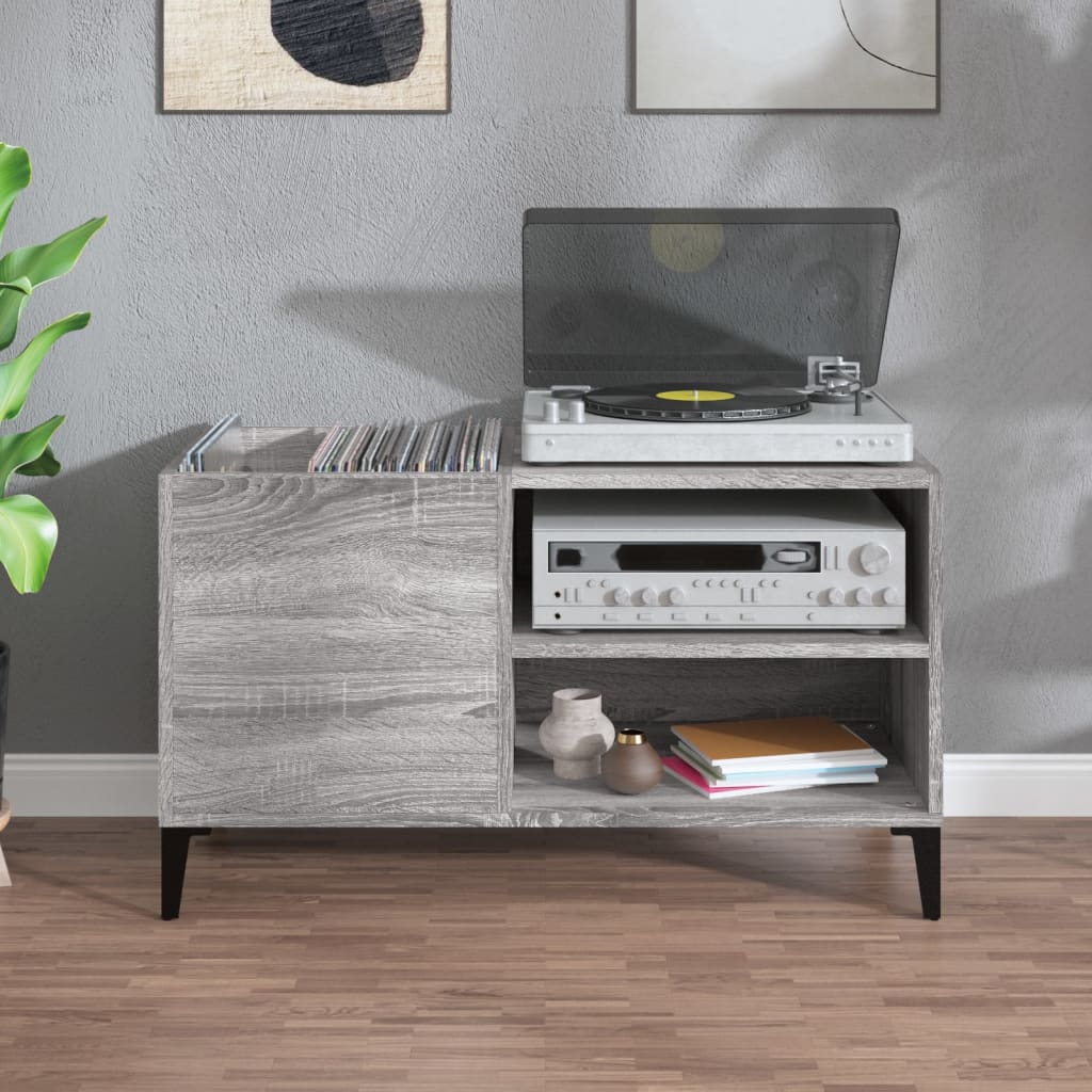 Record Cabinet Grey Sonoma 84.5x38x48 cm Engineered Wood