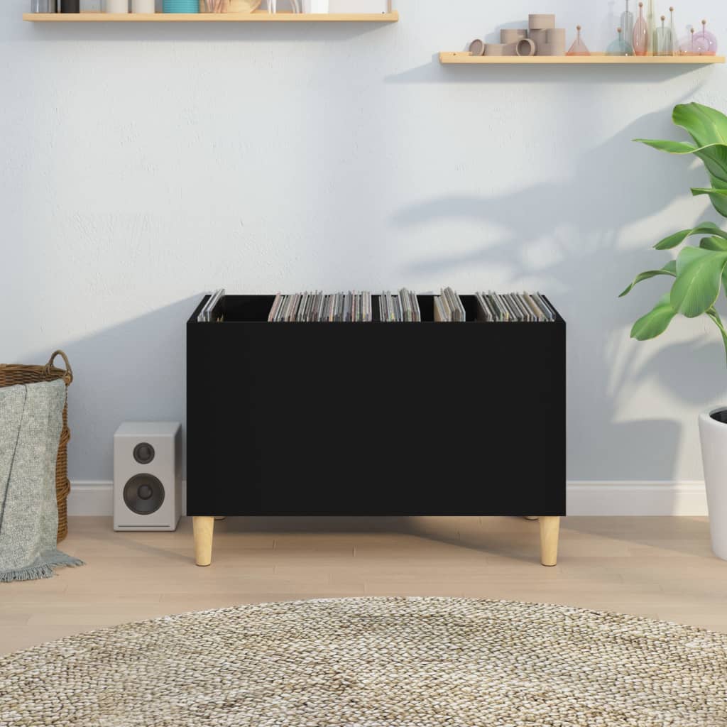 Record Cabinet Black 74.5x38x48 cm Engineered Wood