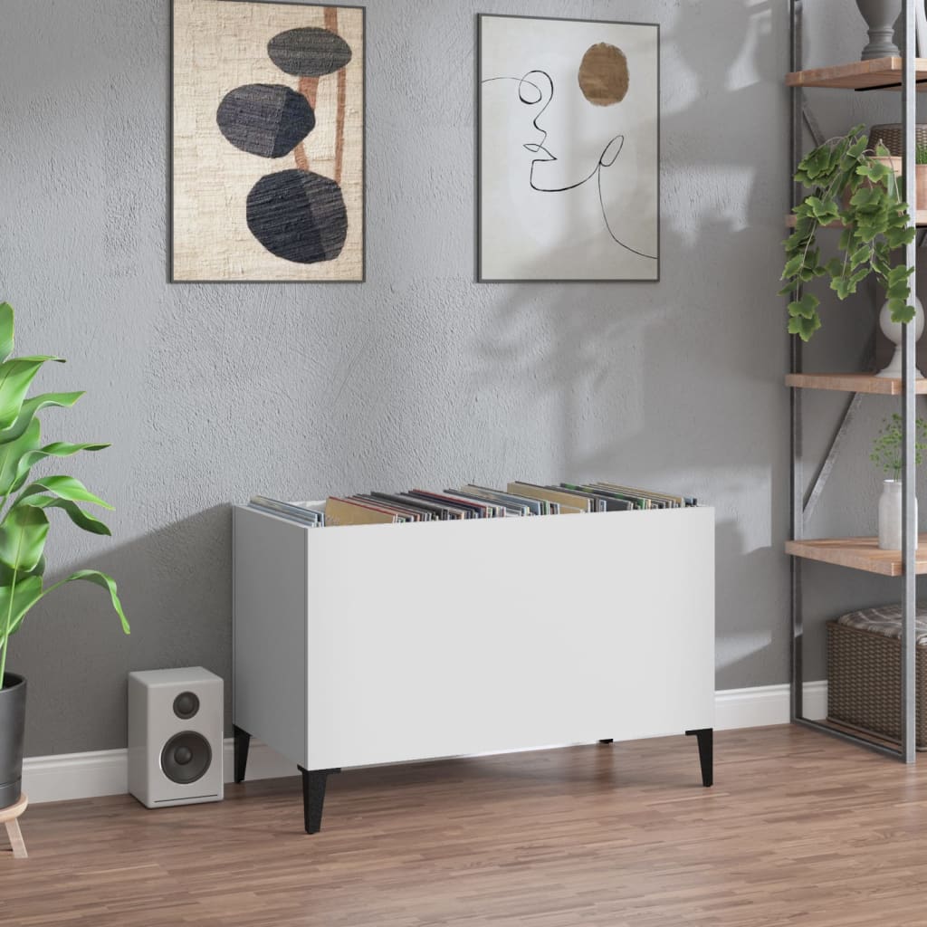 Record Cabinet White 74.5x38x48 cm Engineered Wood