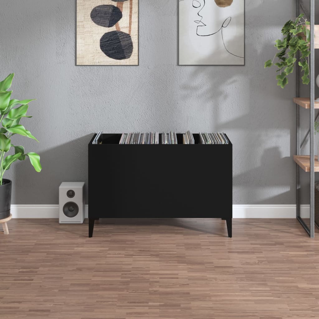 Record Cabinet Black 74.5x38x48 cm Engineered Wood