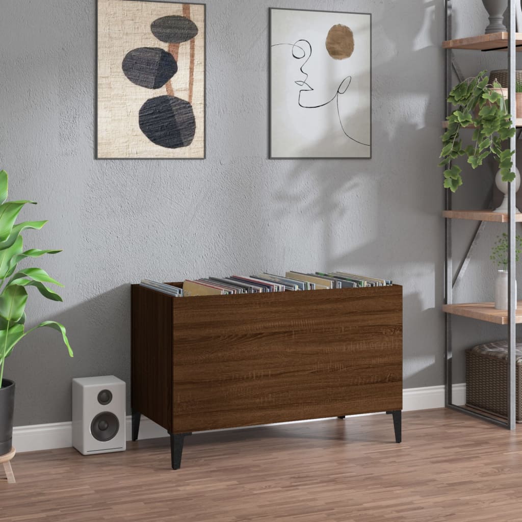 Record Cabinet Brown Oak 74.5x38x48 cm Engineered Wood
