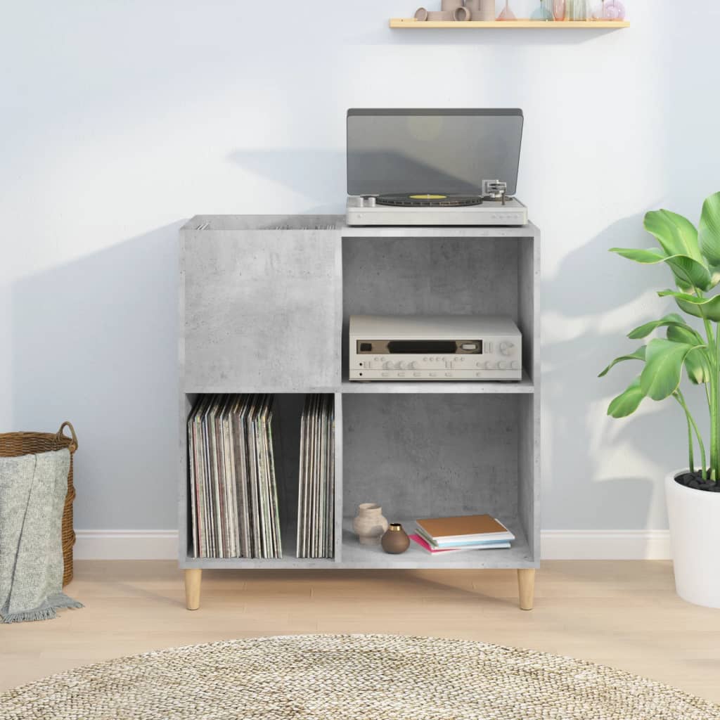 Record Cabinet Concrete Grey 84.5x38x89 cm Engineered Wood