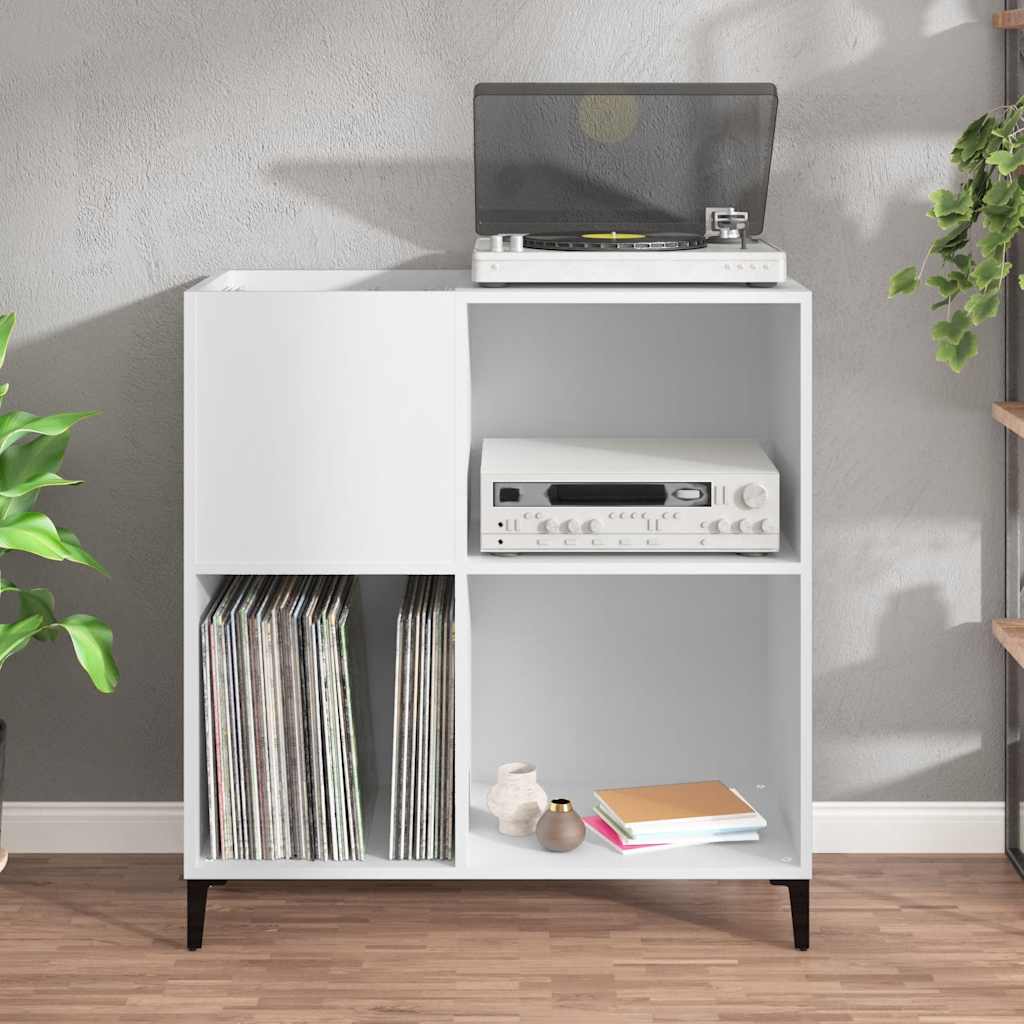 Record Cabinet White 84.5x38x89 cm Engineered Wood