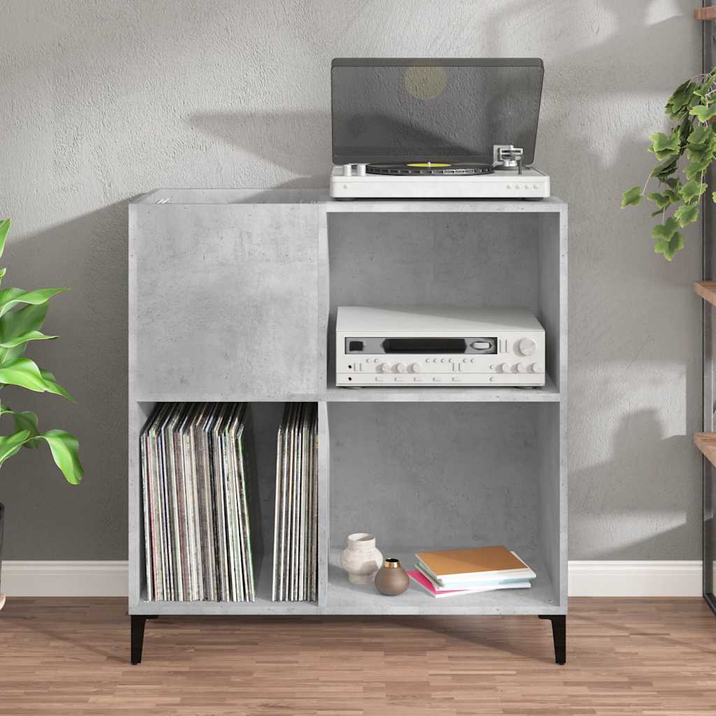 Record Cabinet Concrete Grey 84.5x38x89 cm Engineered Wood