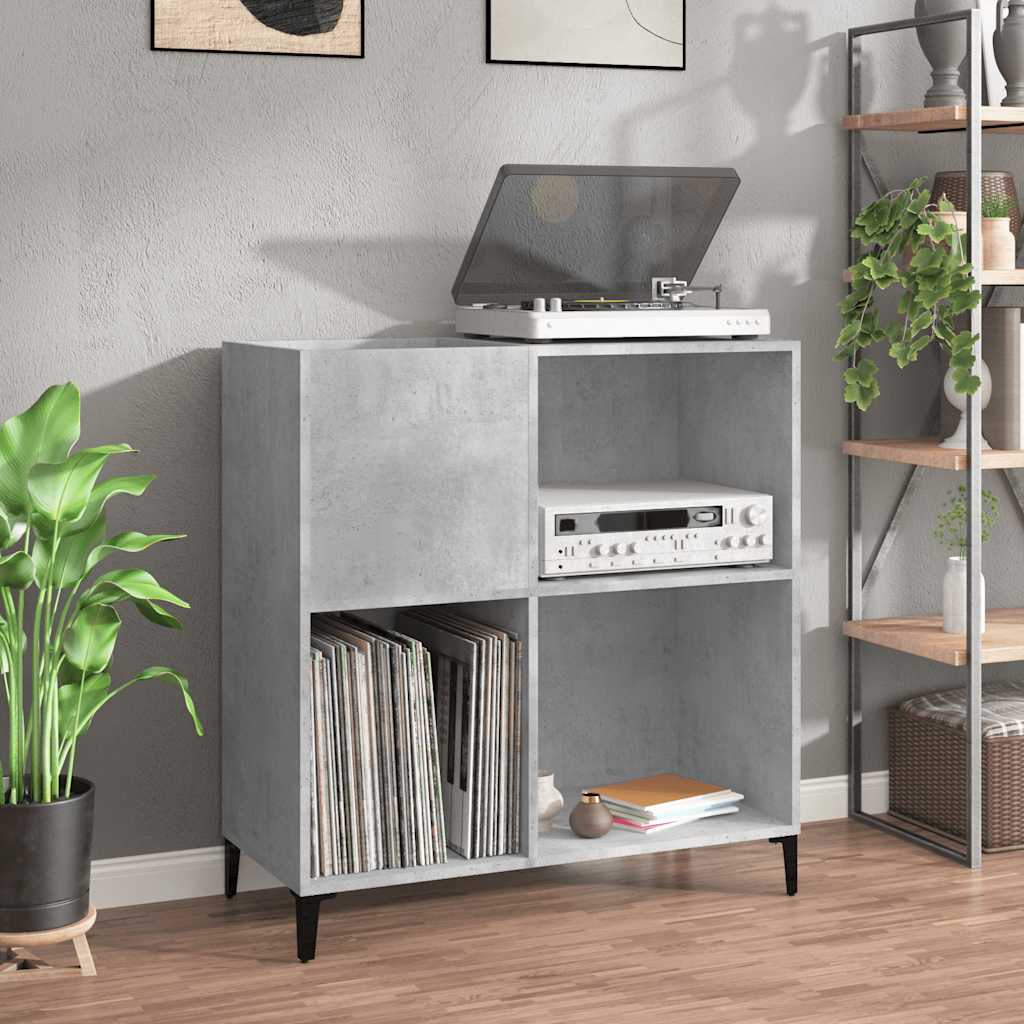 Record Cabinet Concrete Grey 84.5x38x89 cm Engineered Wood