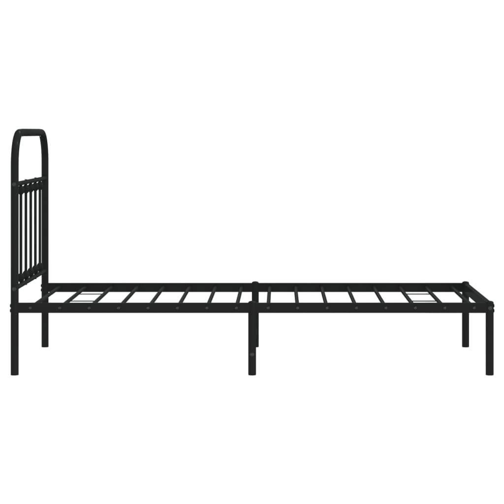 Metal Bed Frame without Mattress with Headboard Black 90x200cm