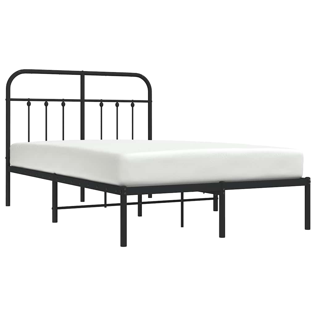 Metal Bed Frame without Mattress with Headboard Black 120x190cm