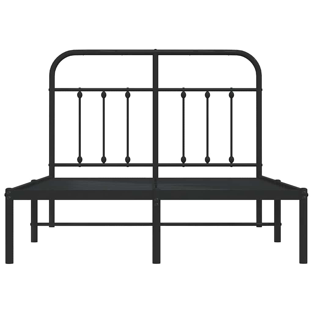 Metal Bed Frame without Mattress with Headboard Black 120x190cm