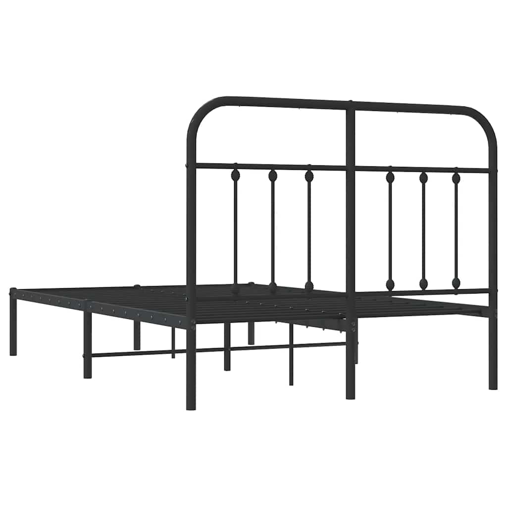 Metal Bed Frame without Mattress with Headboard Black 120x190cm