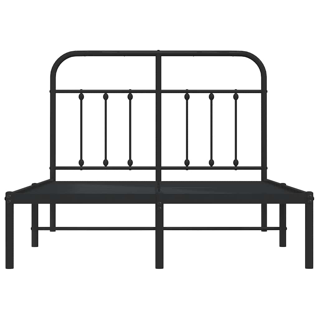 Metal Bed Frame without Mattress with Headboard Black 120x200cm
