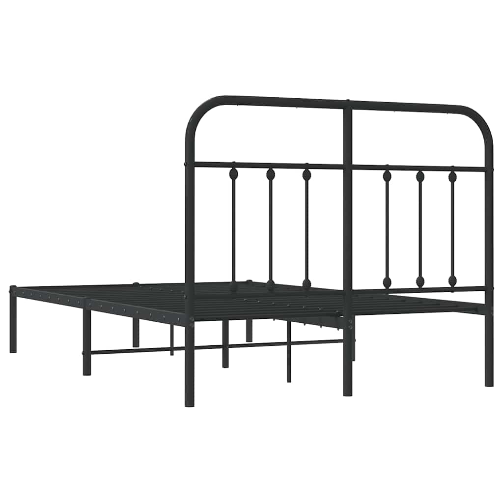 Metal Bed Frame without Mattress with Headboard Black 120x200cm