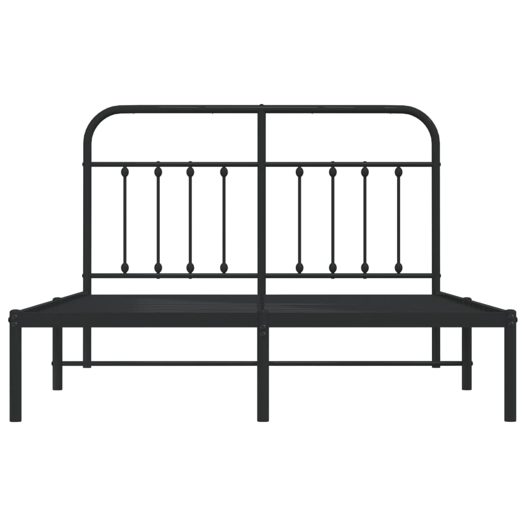 Metal Bed Frame without Mattress with Headboard Black 140x190cm