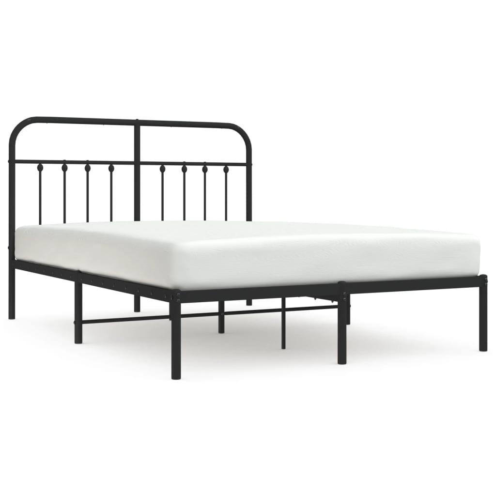 Metal Bed Frame without Mattress with Headboard Black 140x200cm