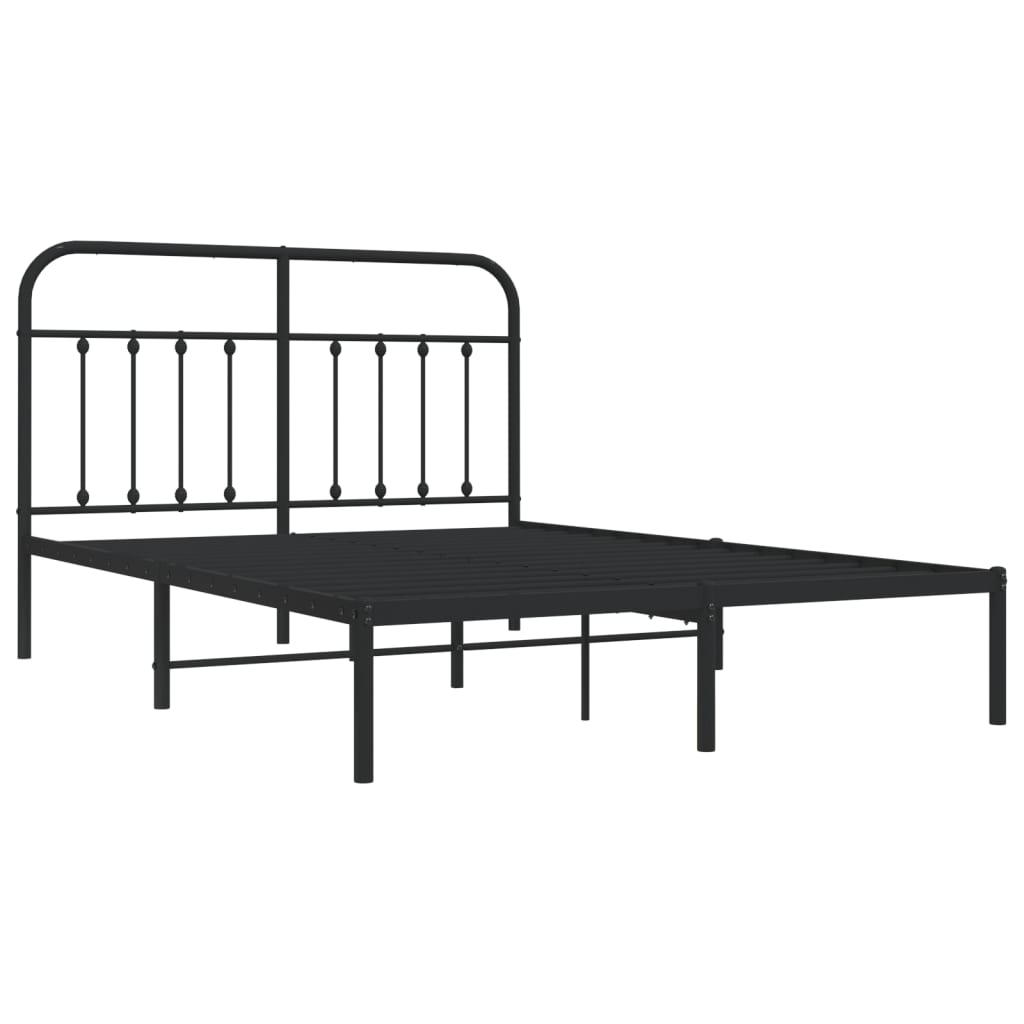 Metal Bed Frame without Mattress with Headboard Black 140x200cm
