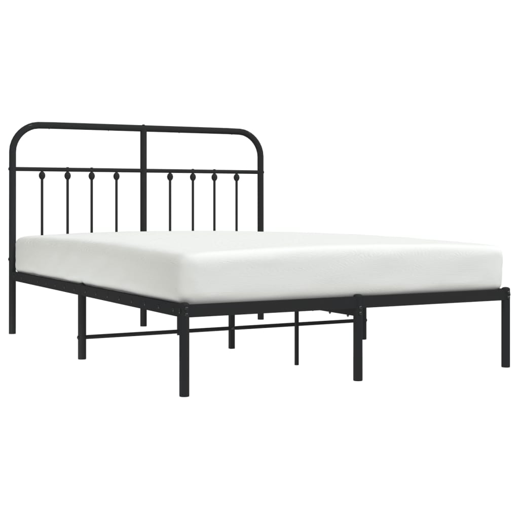 Metal Bed Frame without Mattress with Headboard Black 140x200cm