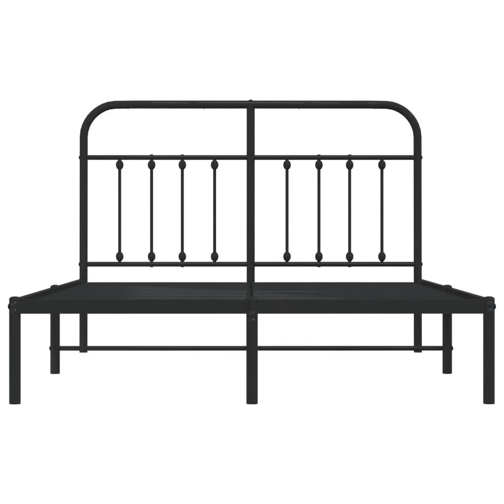 Metal Bed Frame without Mattress with Headboard Black 140x200cm
