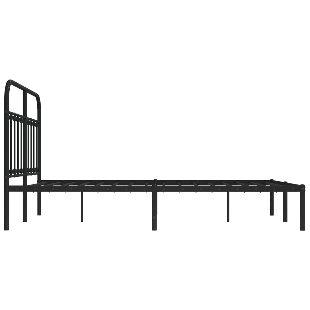 Metal Bed Frame without Mattress with Headboard Black 140x200cm