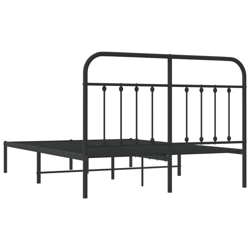 Metal Bed Frame without Mattress with Headboard Black 140x200cm