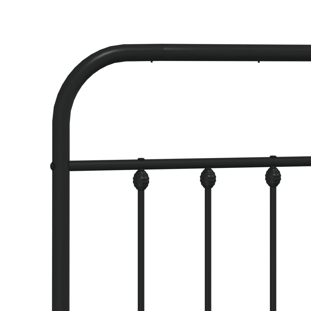 Metal Bed Frame without Mattress with Headboard Black 140x200cm