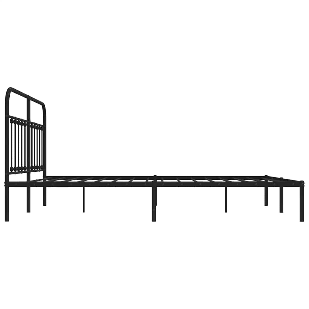 Metal Bed Frame without Mattress with Headboard Black 183x213cm