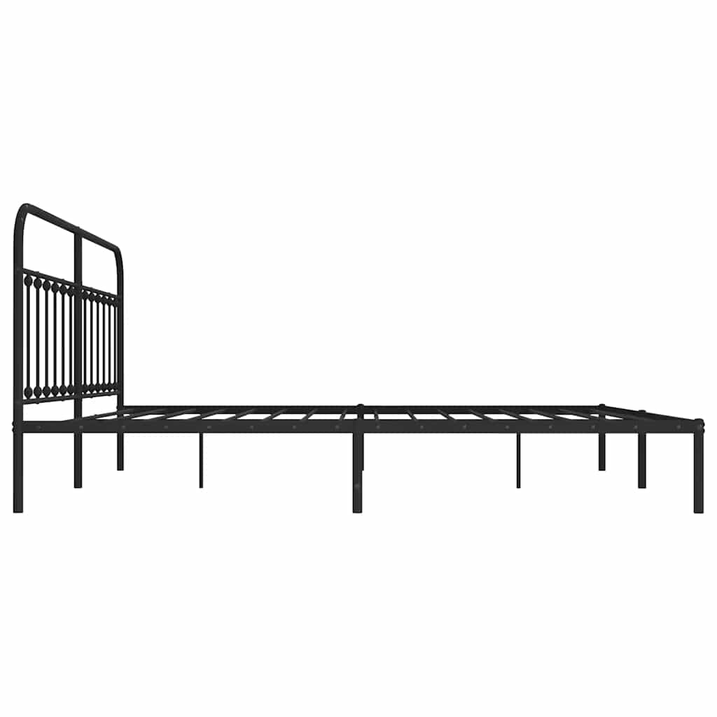 Metal Bed Frame without Mattress with Headboard Black 200x200cm