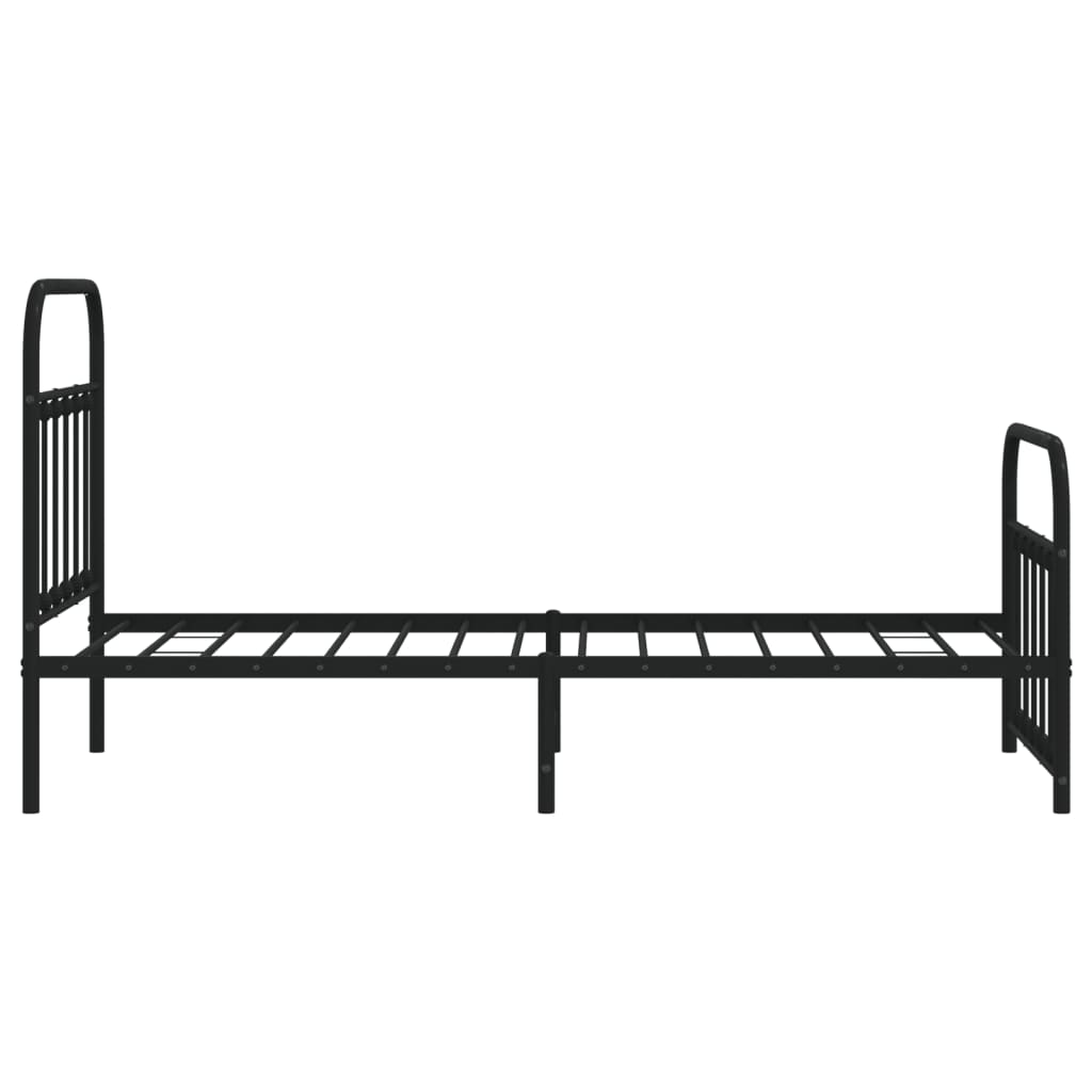 Metal Bed Frame without Mattress with Footboard Black 90x190cm